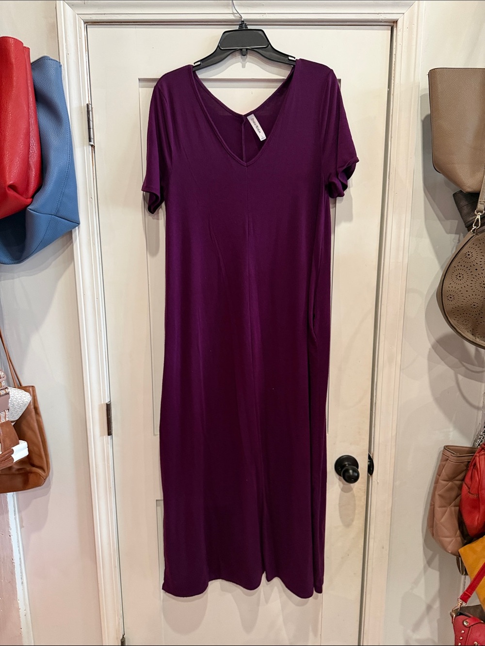 Zenana Outfitters Deep Purple V-Neck Maxi Dress